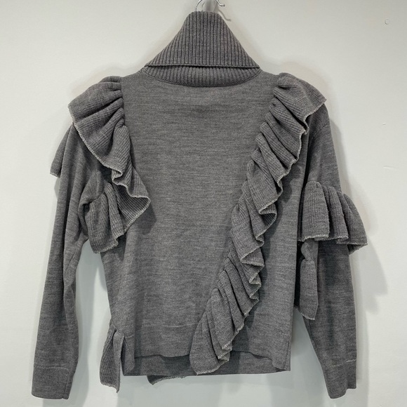 Alice + Olivia Grey Libbie Ruffled Pullover Sweater - Picture 5 of 9